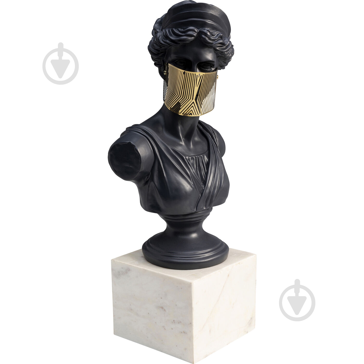 Статуетка декоративна KARE Design бюст Masked Lady 50х16х23 см чорний із золотом - фото 1