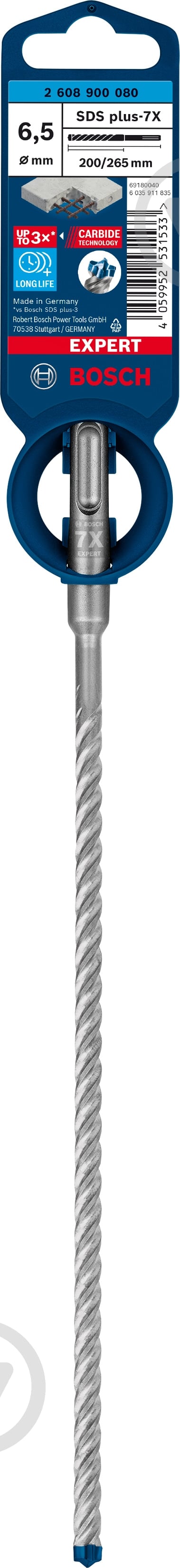 Бур Bosch SDS-plus 6,5x265 мм 1 шт. 2608900080 - фото 3