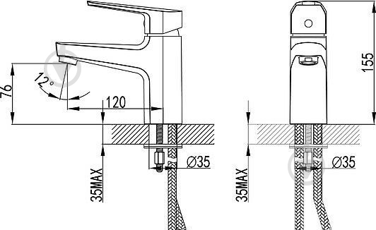 Смеситель для умывальника Smart Sant Inline SM103511AA - фото 2 Смеситель для умывальника Smart Sant Inline SM103511AA - фото 2
