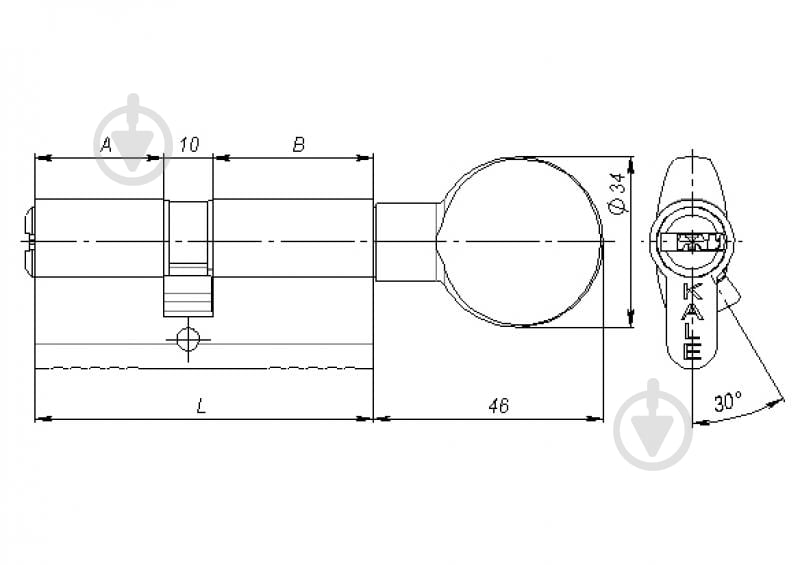 Цилиндр Kale 45x45 ключ-вороток 90 мм никель 164sm - фото 2