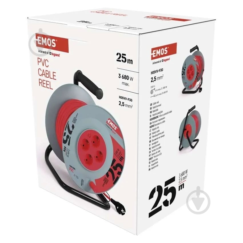 Подовжувач на котушці Emos із заземленням 4 гн. синій 25 м P09225M - фото 9 Подовжувач на котушці Emos із заземленням 4 гн. синій 25 м P09225M - фото 9