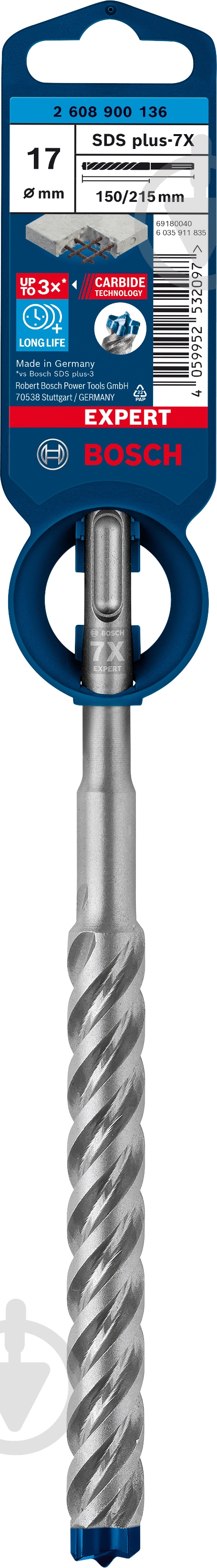 Бур Bosch SDS-plus 17x215 мм 1 шт. 2608900136 - фото 3