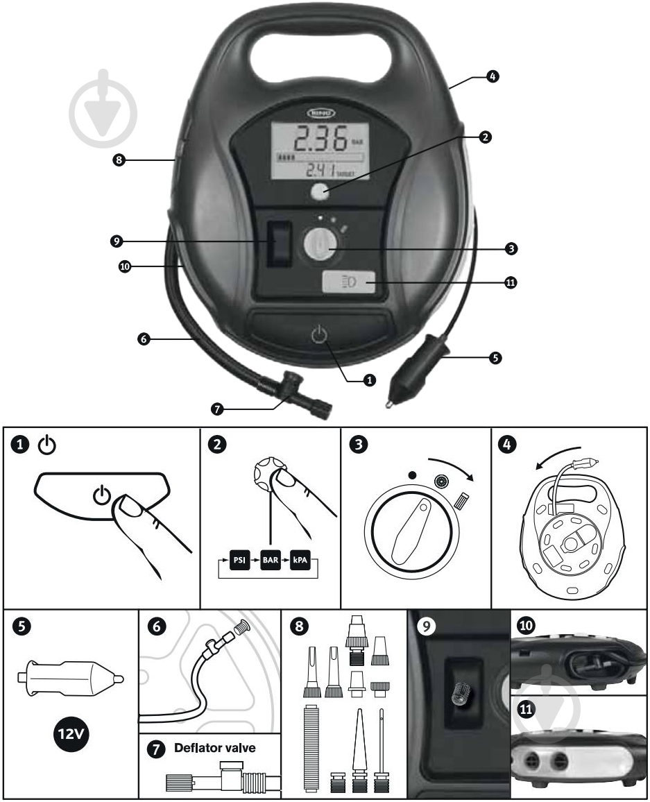 Компресcор автомобильный RinG RTC 5000 (3 в 1) - фото 10