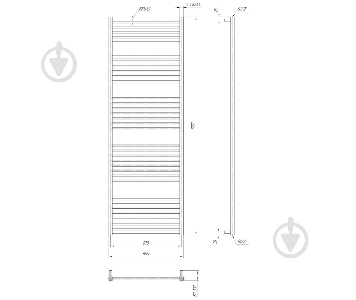 Полотенцесушитель Mario Гера 1750х600/570 - фото 2 Полотенцесушитель Mario Гера 1750х600/570 - фото 2