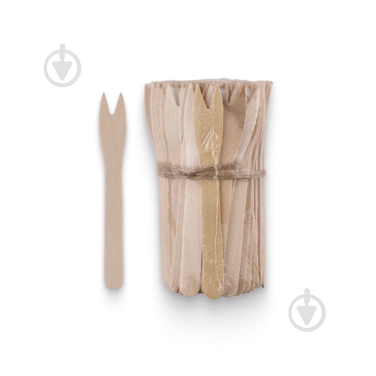 Вилка одноразовая деревянная для картофеля фри 120 мм Ecowood 200 шт. - фото 1