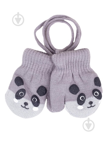 Варежки YO! Панда р.14 серый - фото 1