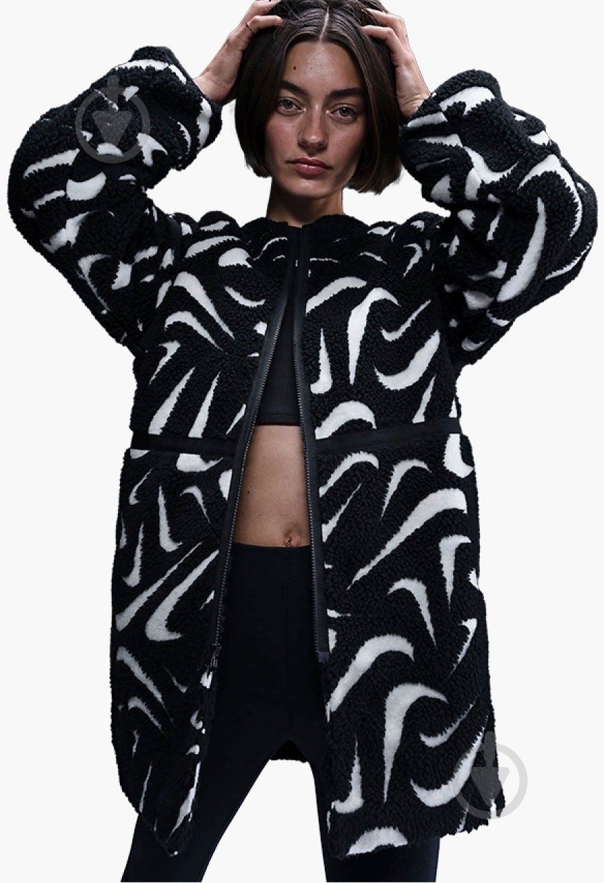 Куртка женская демисезонная Nike W NSW COZY HBR JKT FV8025-010 р.M черно-белая - фото 1