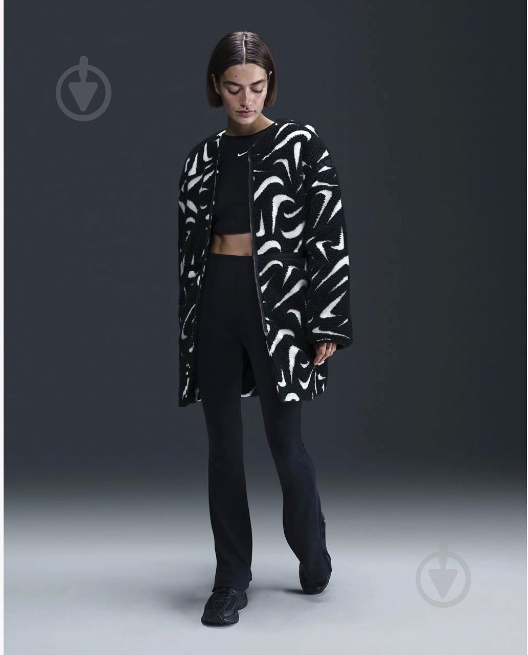 Куртка женская демисезонная Nike W NSW COZY HBR JKT FV8025-010 р.M черно-белая - фото 6