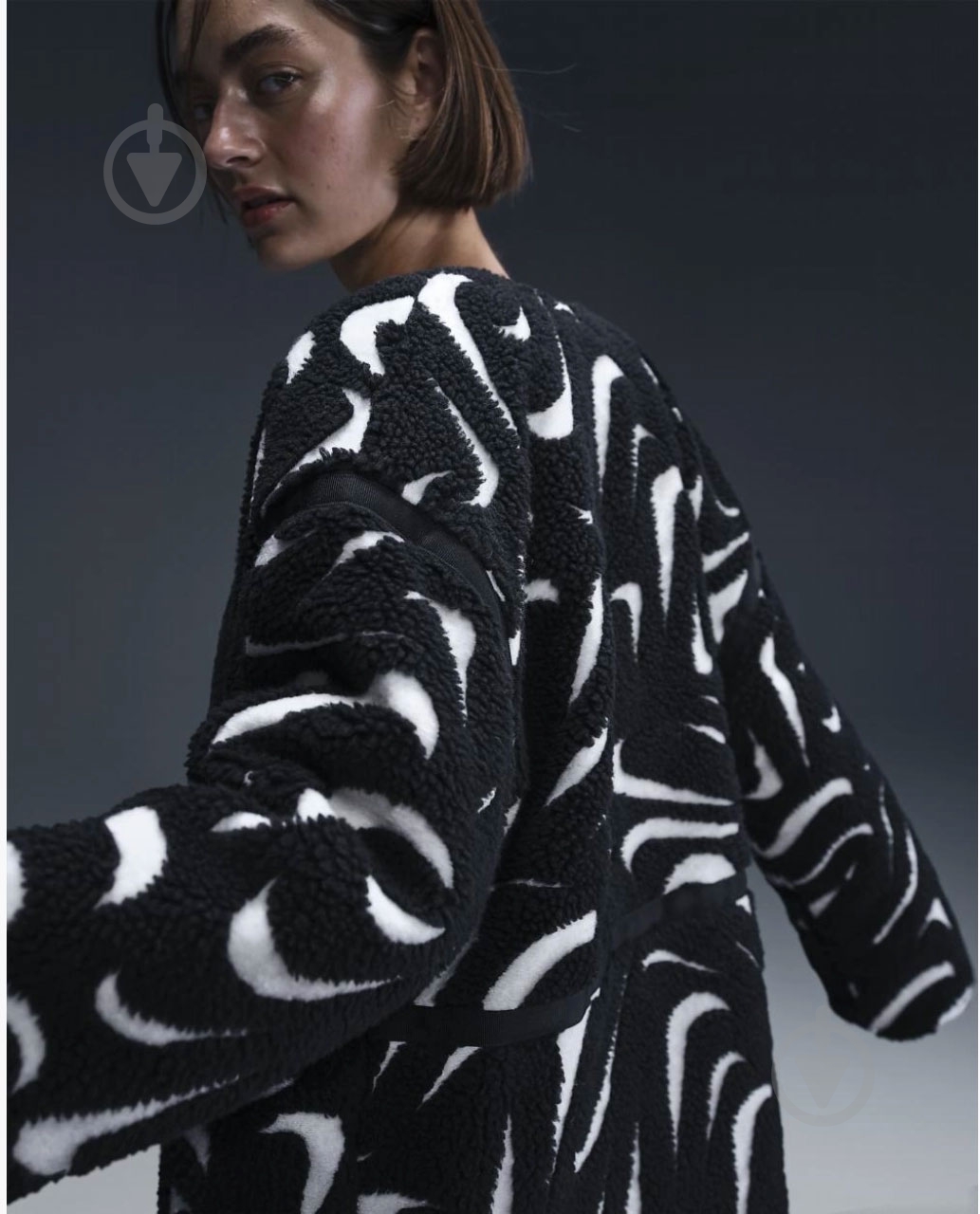 Куртка женская демисезонная Nike W NSW COZY HBR JKT FV8025-010 р.M черно-белая - фото 4