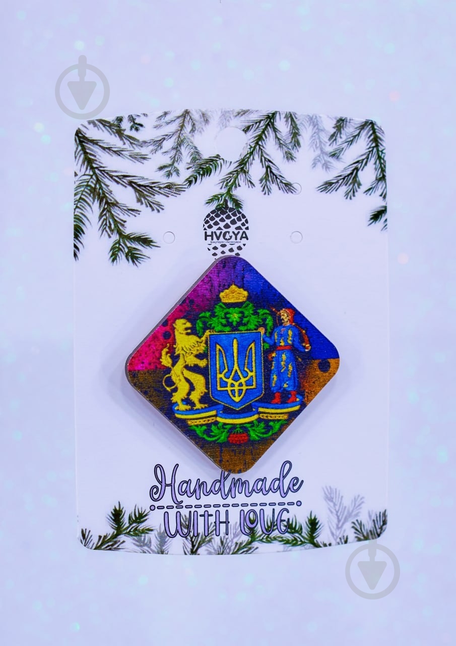Брошка Тризуб Украиїни. Ромб різнокольоровий - фото 1