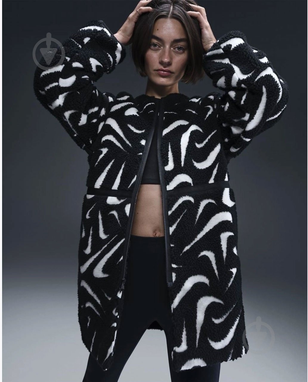 Куртка женская демисезонная Nike W NSW COZY HBR JKT FV8025-010 р.XS черно-белая - фото 3 Куртка женская демисезонная Nike W NSW COZY HBR JKT FV8025-010 р.XS черно-белая - фото 3