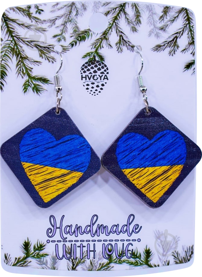 Сережки Серце України 3,9x3,9 см S-2222 - фото 1 Сережки Серце України 3,9x3,9 см S-2222 - фото 1
