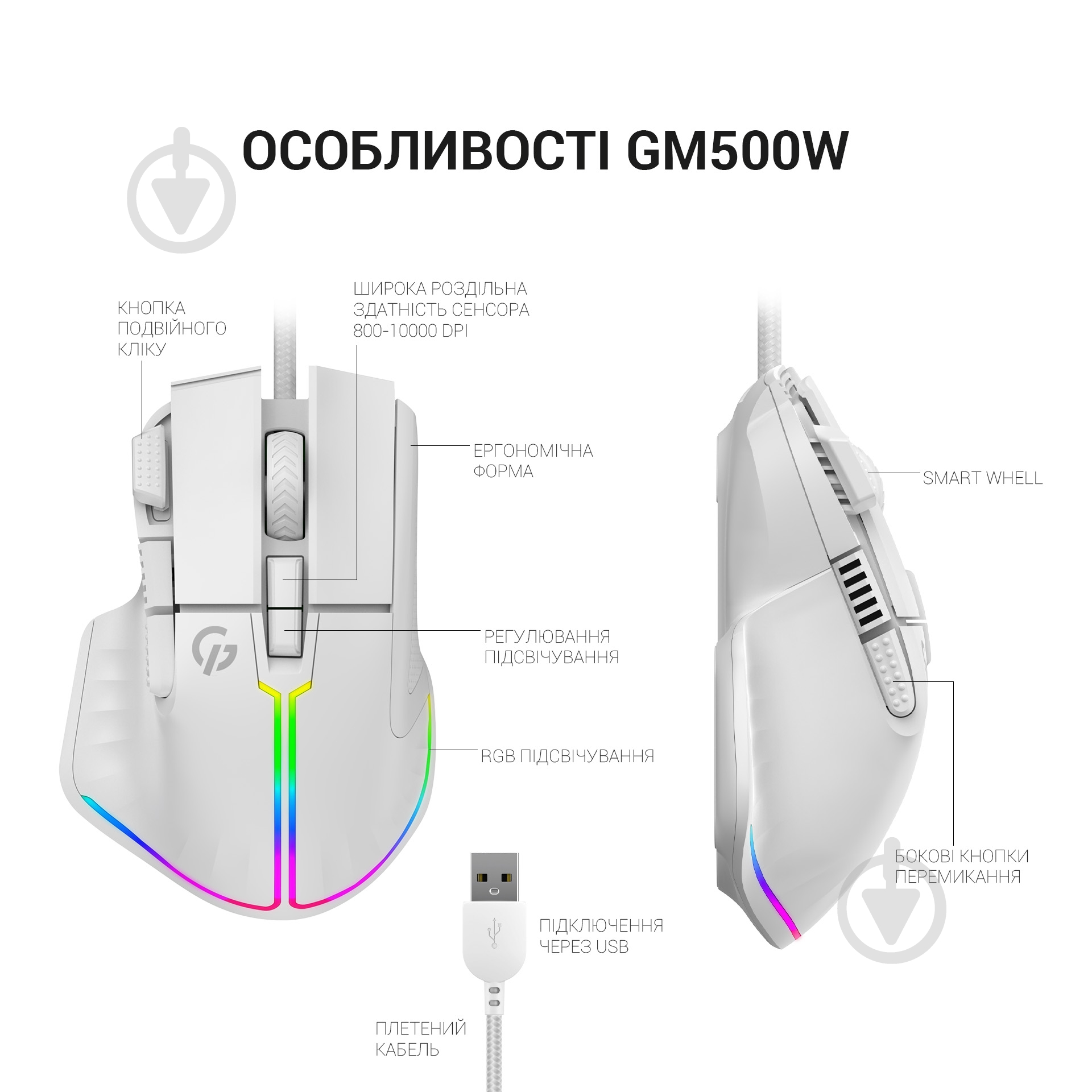 Мышка GamePro white (GM500W) - фото 11