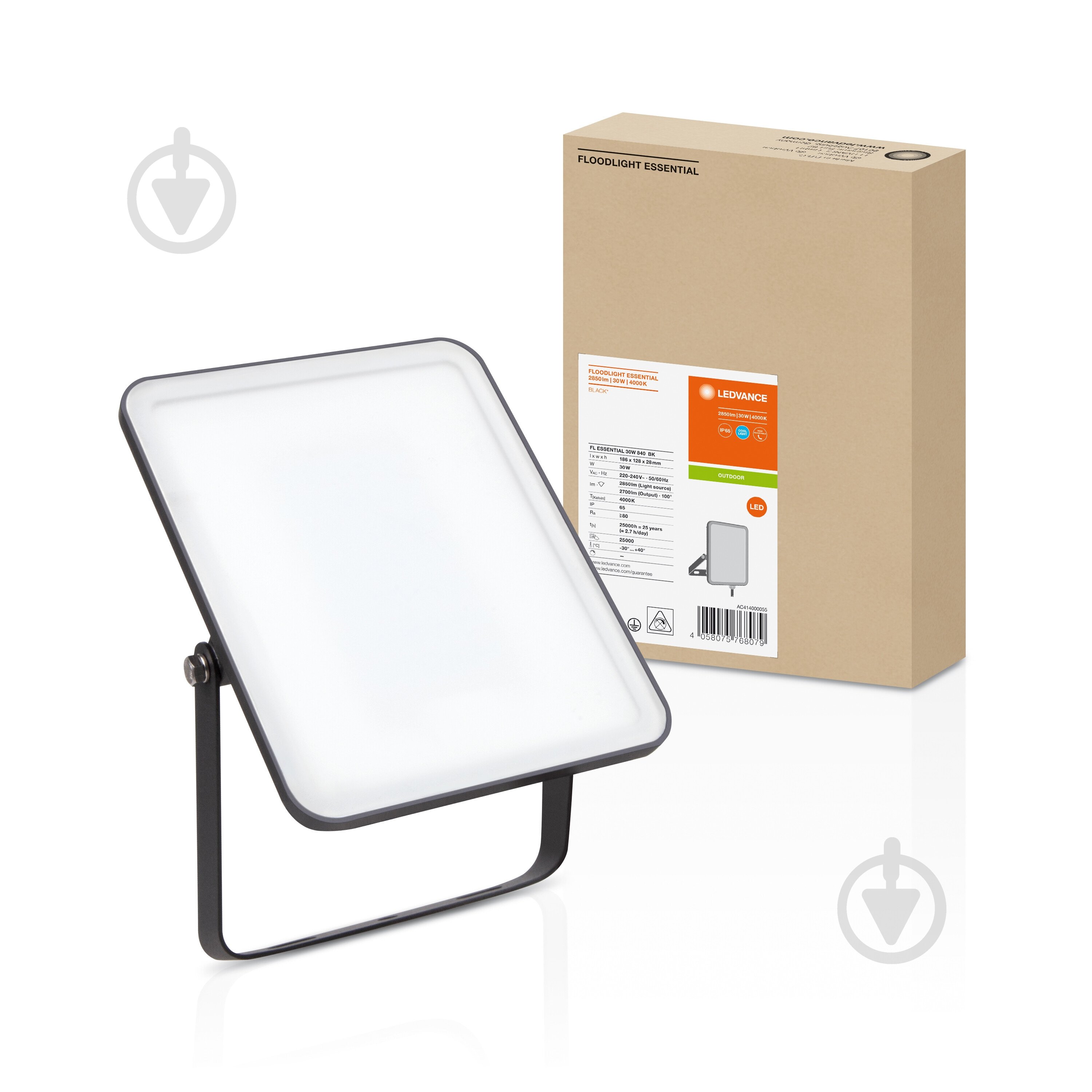 Прожектор Ledvance Floodlight Essential 4000K 30 Вт IP65 чорний - фото 1