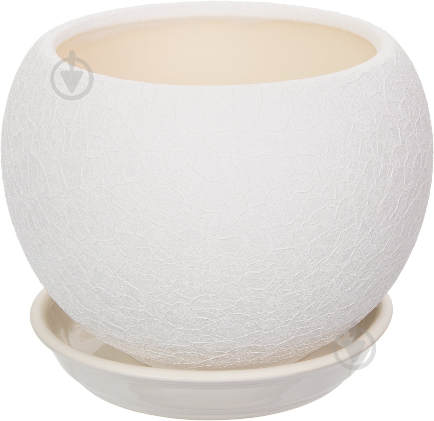 Горщик керамічний Оріана-Запоріжкераміка Куля шовк круглий 1,4 л білий - фото 1