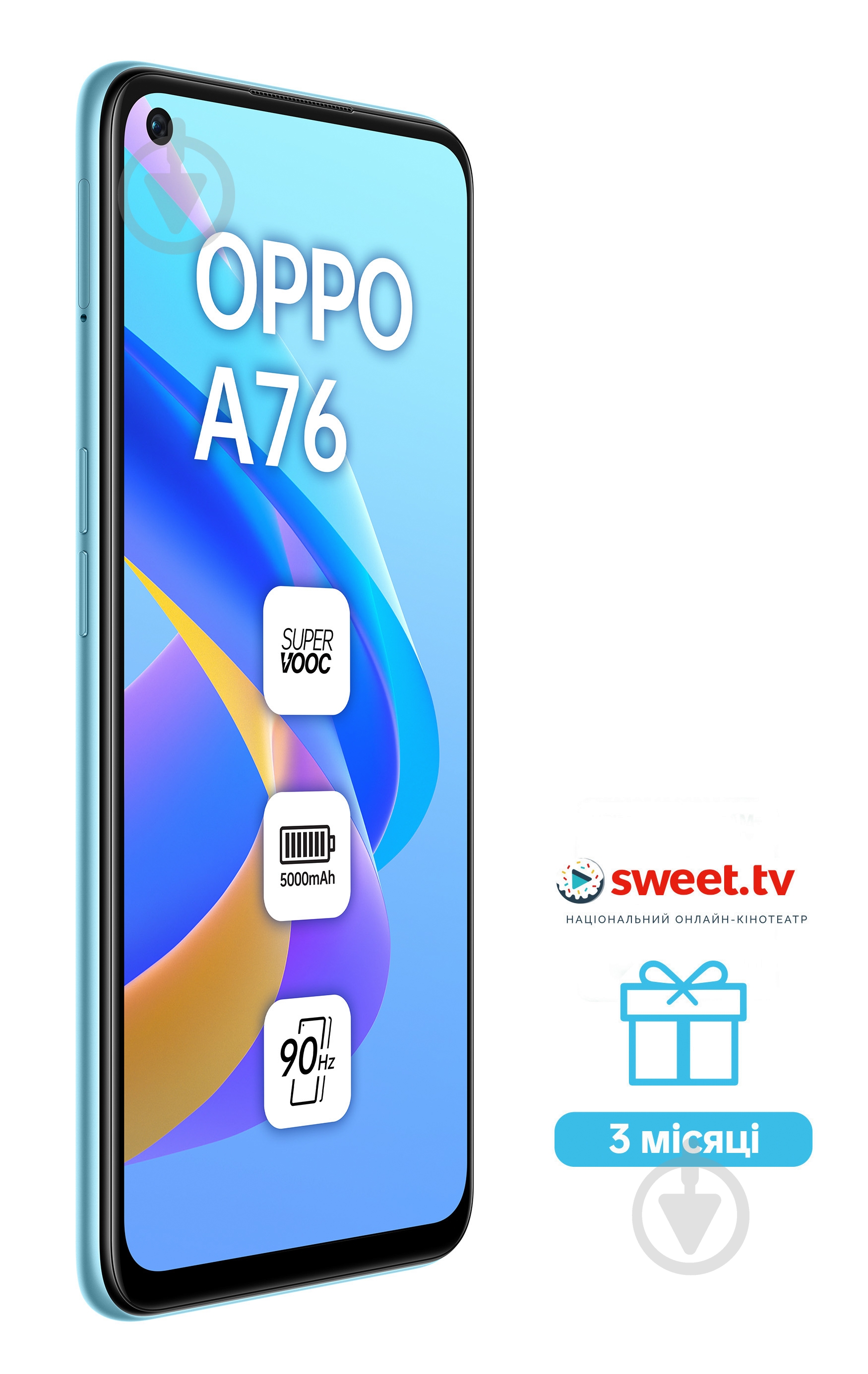 Смартфон OPPO A76 4/128GB glowing blue (CPH2375) - фото 4 Смартфон OPPO A76 4/128GB glowing blue (CPH2375) - фото 4