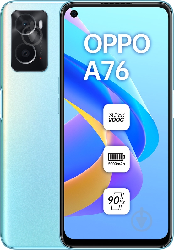 Смартфон OPPO A76 4/128GB glowing blue (CPH2375) - фото 1 Смартфон OPPO A76 4/128GB glowing blue (CPH2375) - фото 1