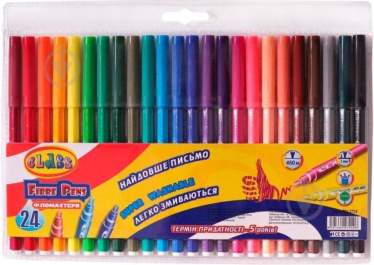 Фломастеры Premium Легкое смывание 24 цвета 2724 CLASS - фото 1