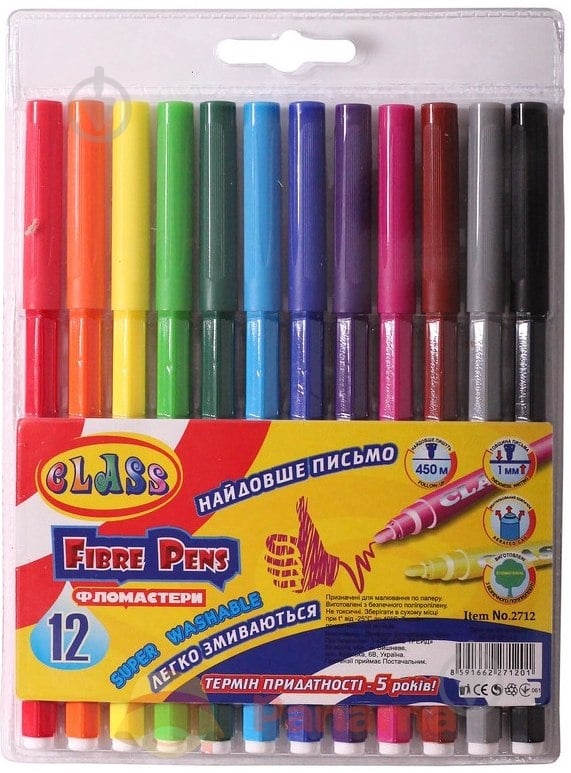 Фломастеры «Легкое смывание» 12 шт. 2712 CLASS - фото 1