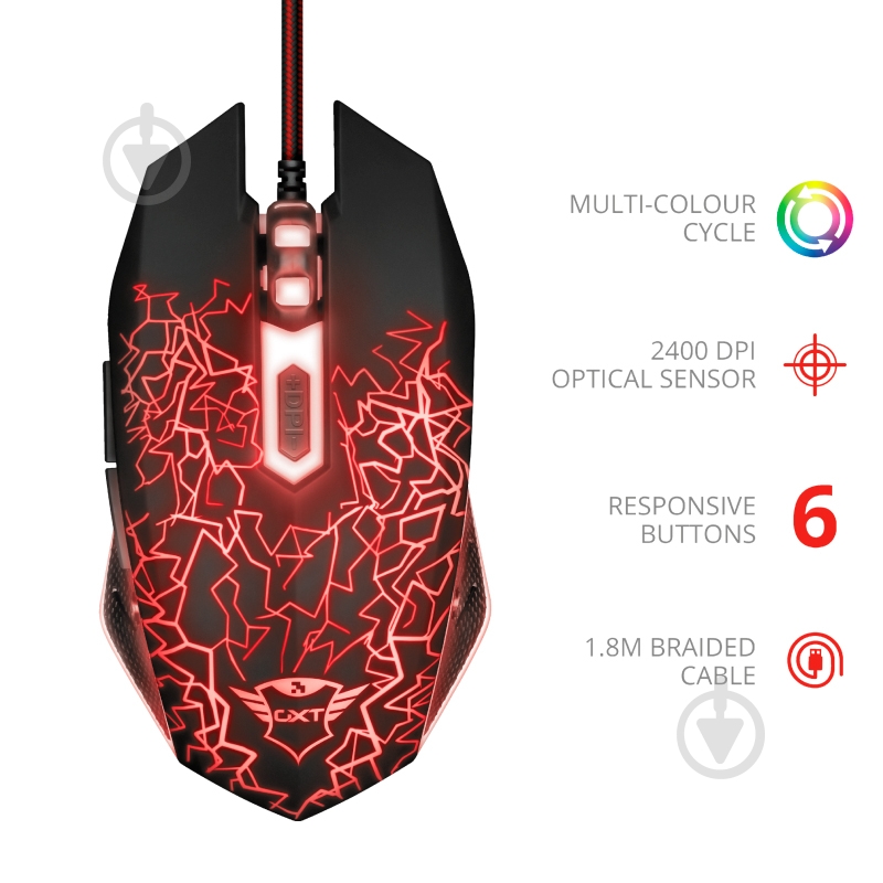 Мышь Trust GXT 105 Izza Illuminated Gaming black - фото 9