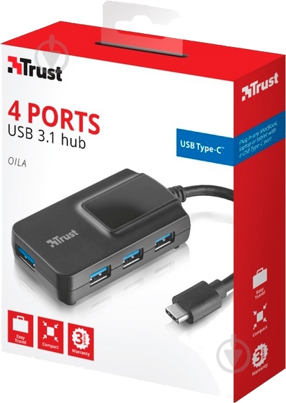USB-хаб Trust USB Type-C – 4 USB 3.0 - фото 6