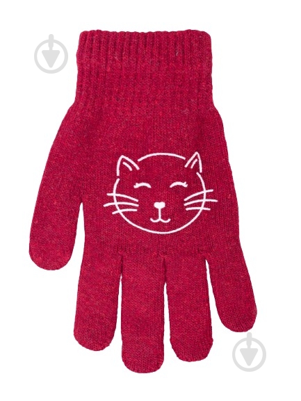 Варежки YO! Кот р.18 малиновый - фото 1