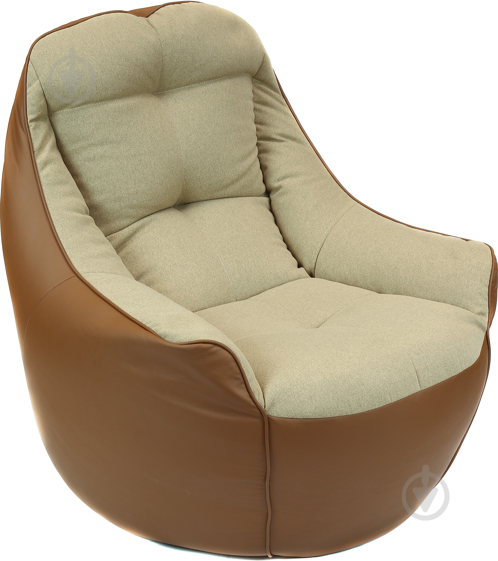 Кресло-пуф Марбет Soft №15/Malaga №03 бежевый с коричневым - фото 1