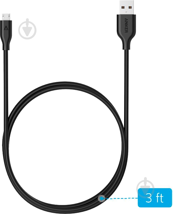 Кабель Anker USB – microUSB 0,9 м чорний Powerline Micro USB V3 - фото 2 Кабель Anker USB – microUSB 0,9 м чорний Powerline Micro USB V3 - фото 2