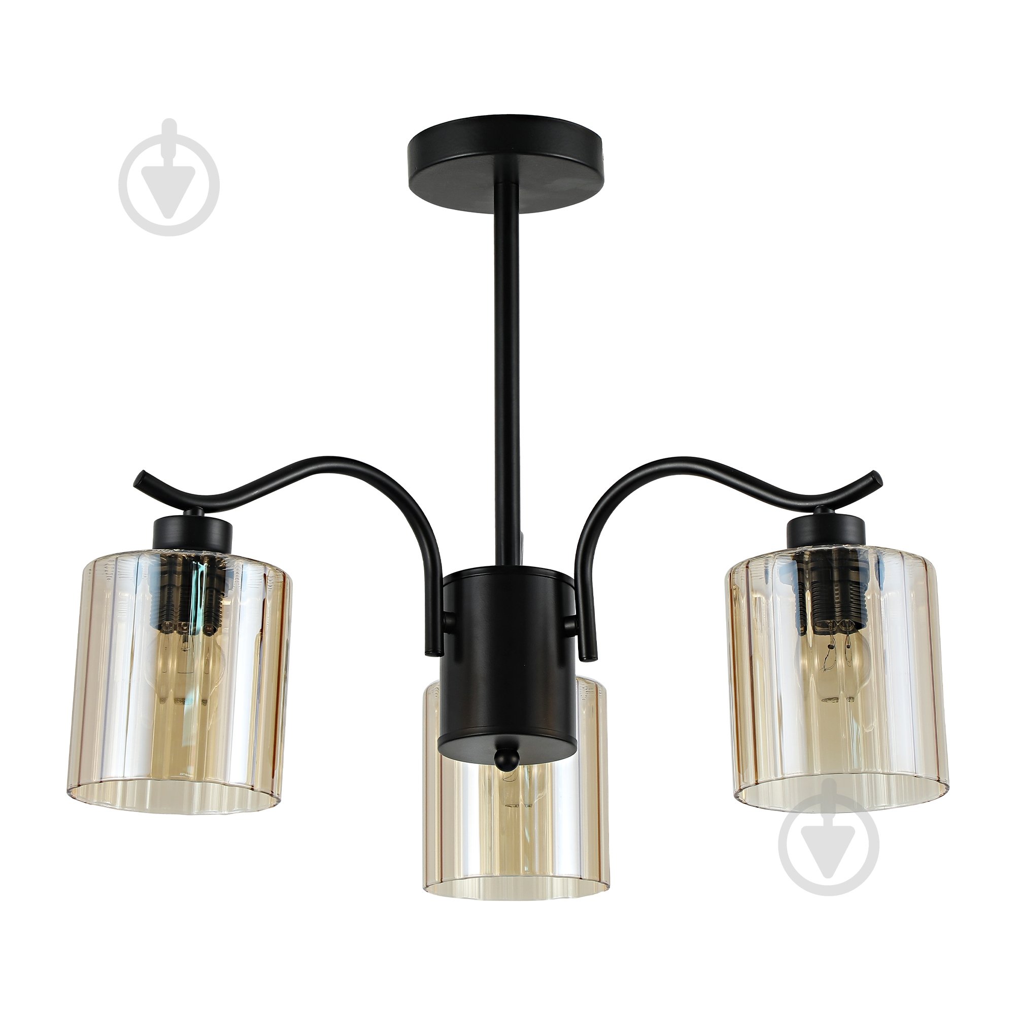 Люстра Miorro Glamour 3x40 Вт E27 матовый черный/янтарный 51-311-187 - фото 1