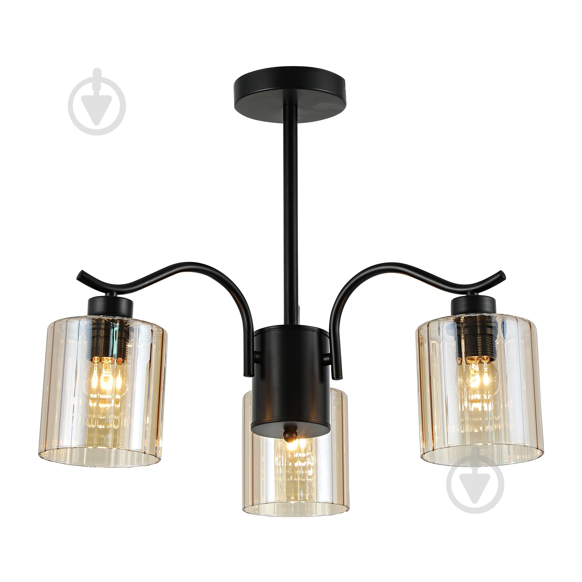 Люстра Miorro Glamour 3x40 Вт E27 матовый черный/янтарный 51-311-187 - фото 2