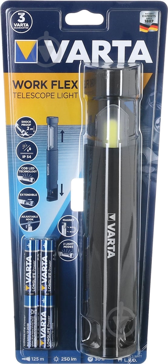 Фонарик Varta 18646101421 Flex Telescope Light черный - фото 1