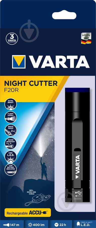 Фонарик Varta 18900101111 Night Cutter F20R черный - фото 5