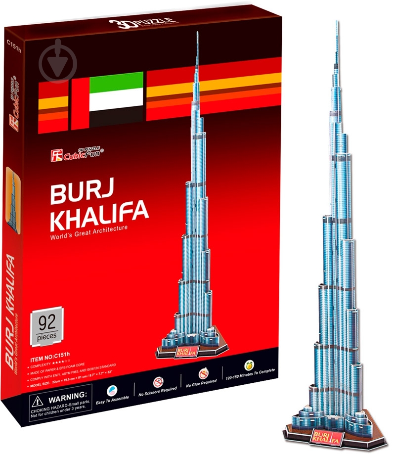 3D-пазл CubicFun ОАЭ: Бурдж Халифа C151h - фото 1