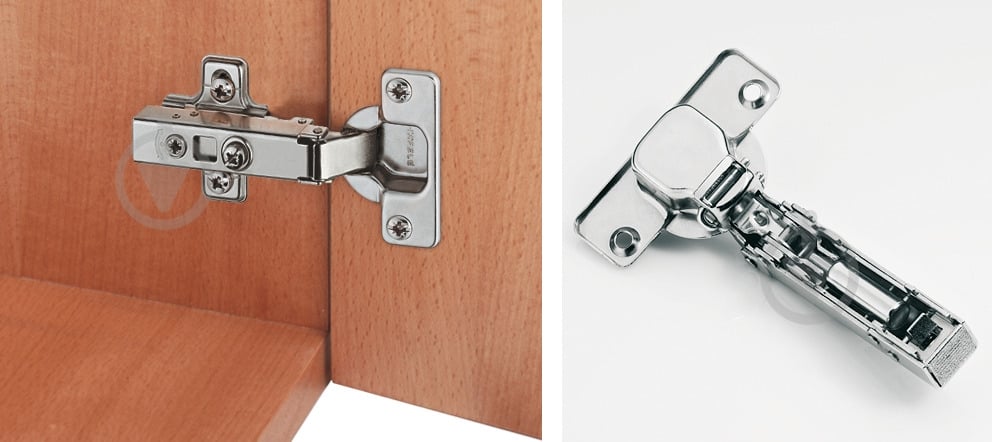 Петля внутренняя Hafele Metalla D SM N 110° с доводчиком шаблон 45/9,5 + монтажная планка под шуруп 315.00.509 - фото 4