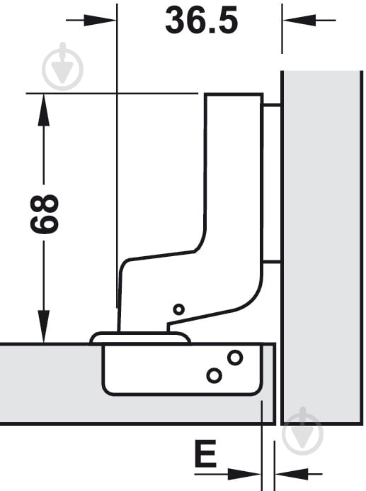 Петля внутренняя Hafele Metalla D SM N 110° с доводчиком шаблон 45/9,5 + монтажная планка под шуруп 315.00.509 - фото 5