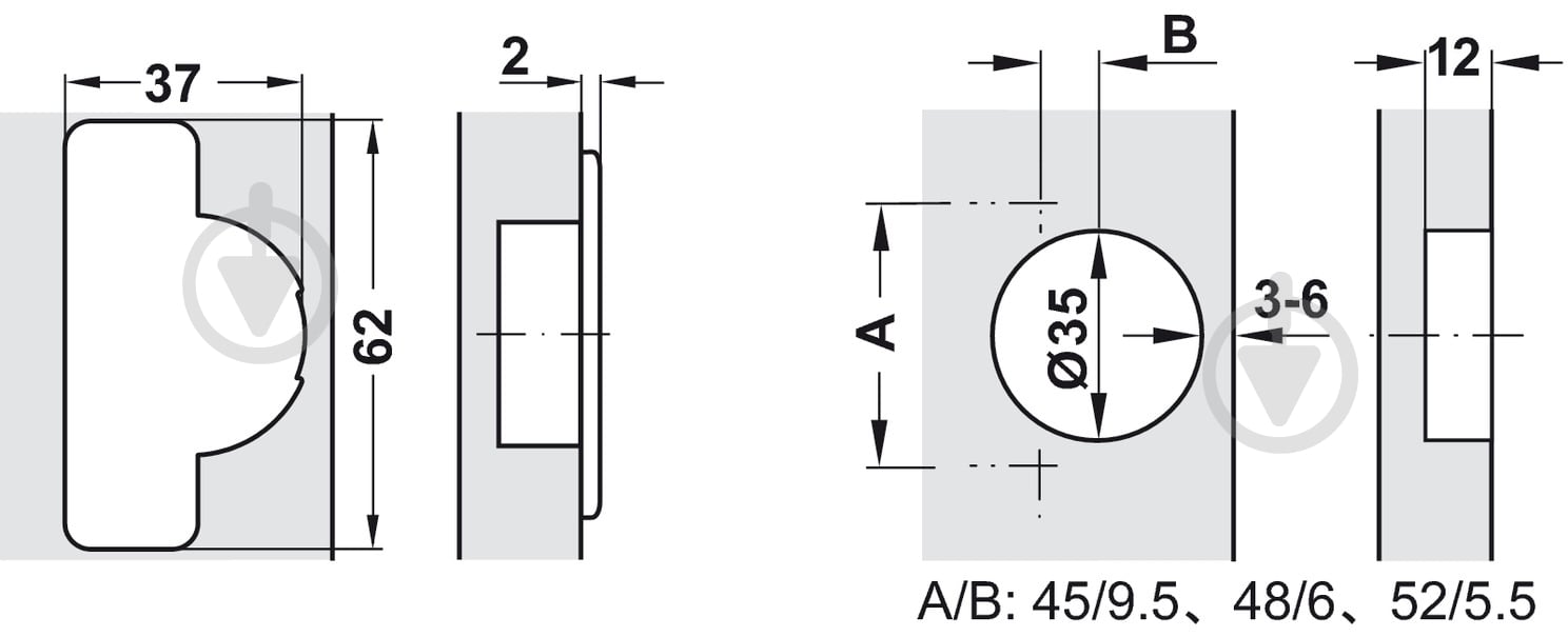 Петля накладна Hafele Metalla D SM 300 110° з доводчиком + монтажна планка під шуруп 483.01.790 - фото 5