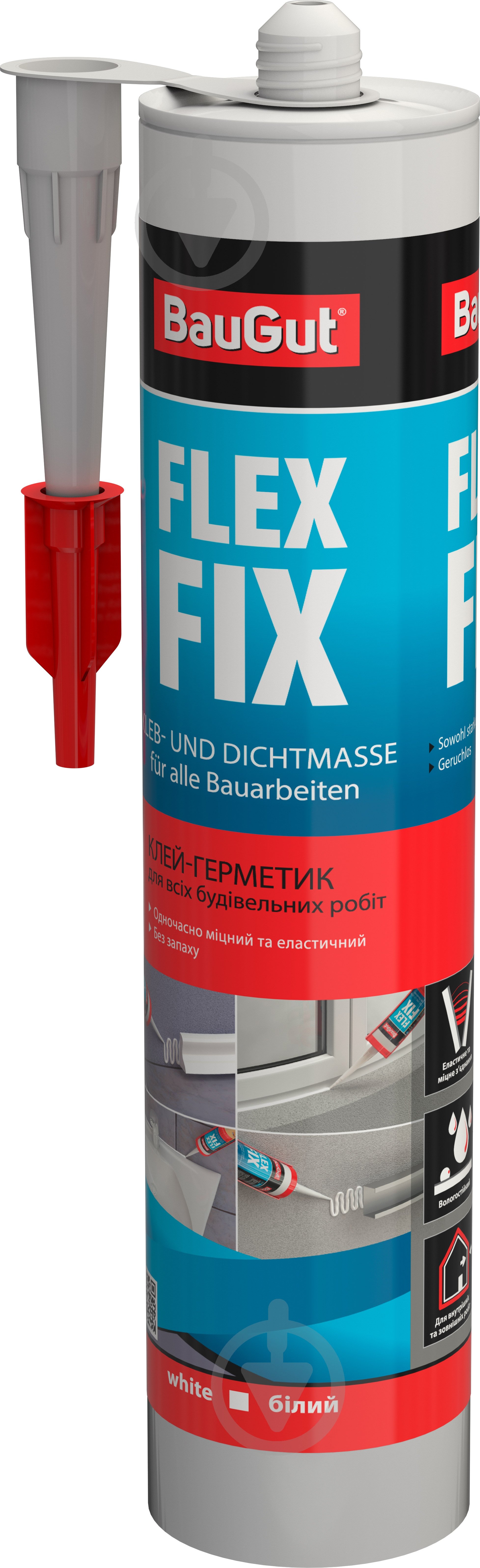 Клей-герметик силіконовий BauGut Flex Fix 290 мл білий - фото 1