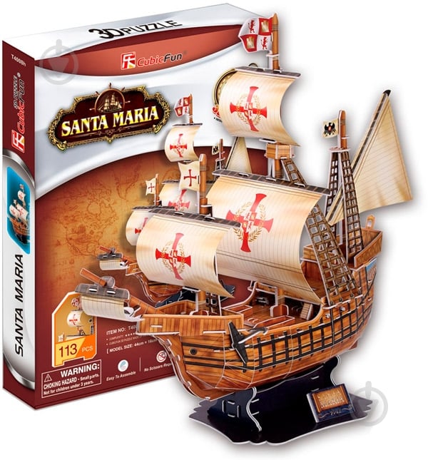 3D-пазл CubicFun Корабель Санта Марія T4008h - фото 1
