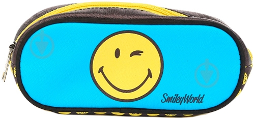 Пенал косметичка Лазурь Smiley голубой с рисунком - фото 1