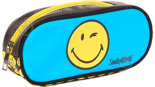 Пенал косметичка Лазурь Smiley голубой с рисунком - фото 2