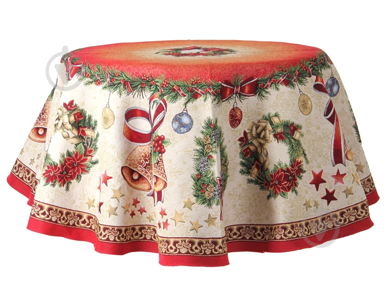 Скатертина Nativity Lefard Ø 140 см червоний із малюнком Home Textile - фото 1 Скатертина Nativity Lefard Ø 140 см червоний із малюнком Home Textile - фото 1