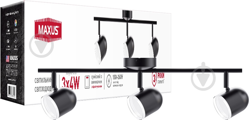Спот Maxus Spot Light MSL-01C 3x4 Вт черный - фото 2