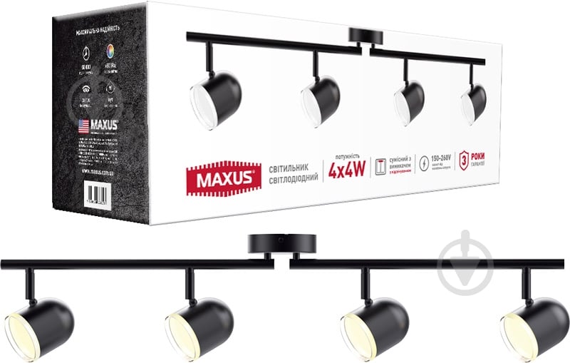 Спот Maxus Spot Light MSL-01C 4x4 Вт черный - фото 2