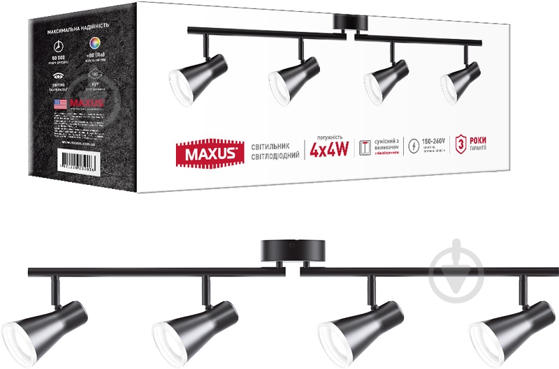 Спот Maxus Spot Light MSL-02C 4x4 Вт черный - фото 2