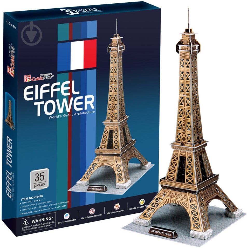 3D-пазл CubicFun Франція: Ейфелева вежа C044h - фото 1 3D-пазл CubicFun Франція: Ейфелева вежа C044h - фото 1