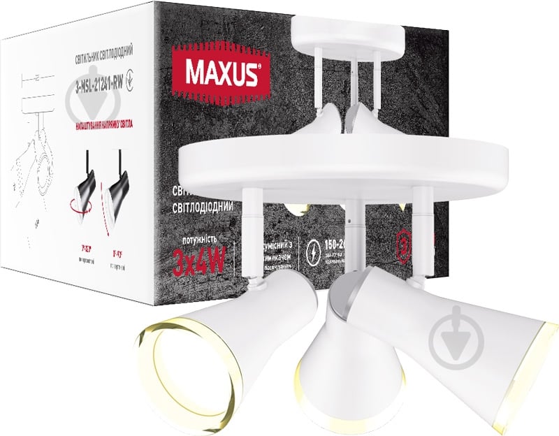 Спот Maxus Spot Light MSL-02R 3x4 Вт белый - фото 2