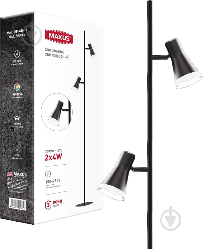 Торшер Maxus Spot Light MSL-02F LED 4 Вт чорний - фото 2