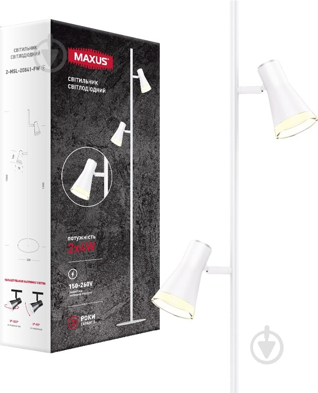 Торшер Maxus Spot Light MSL-02F LED 4 Вт белый - фото 2