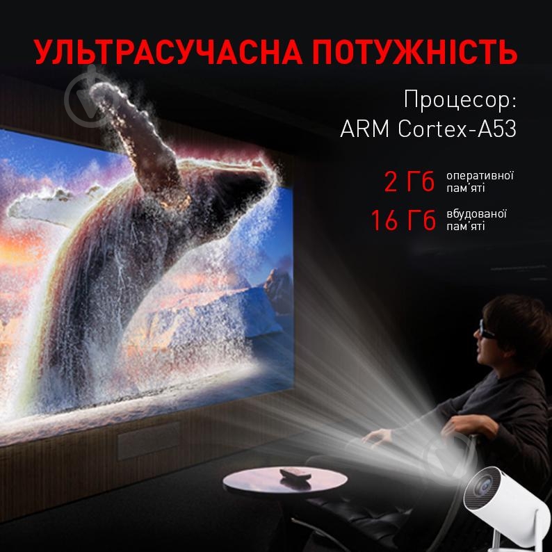 Проектор Aura 4K Android HDMI White SPJ-300 (AU-PRJSPJ300-W) - фото 7