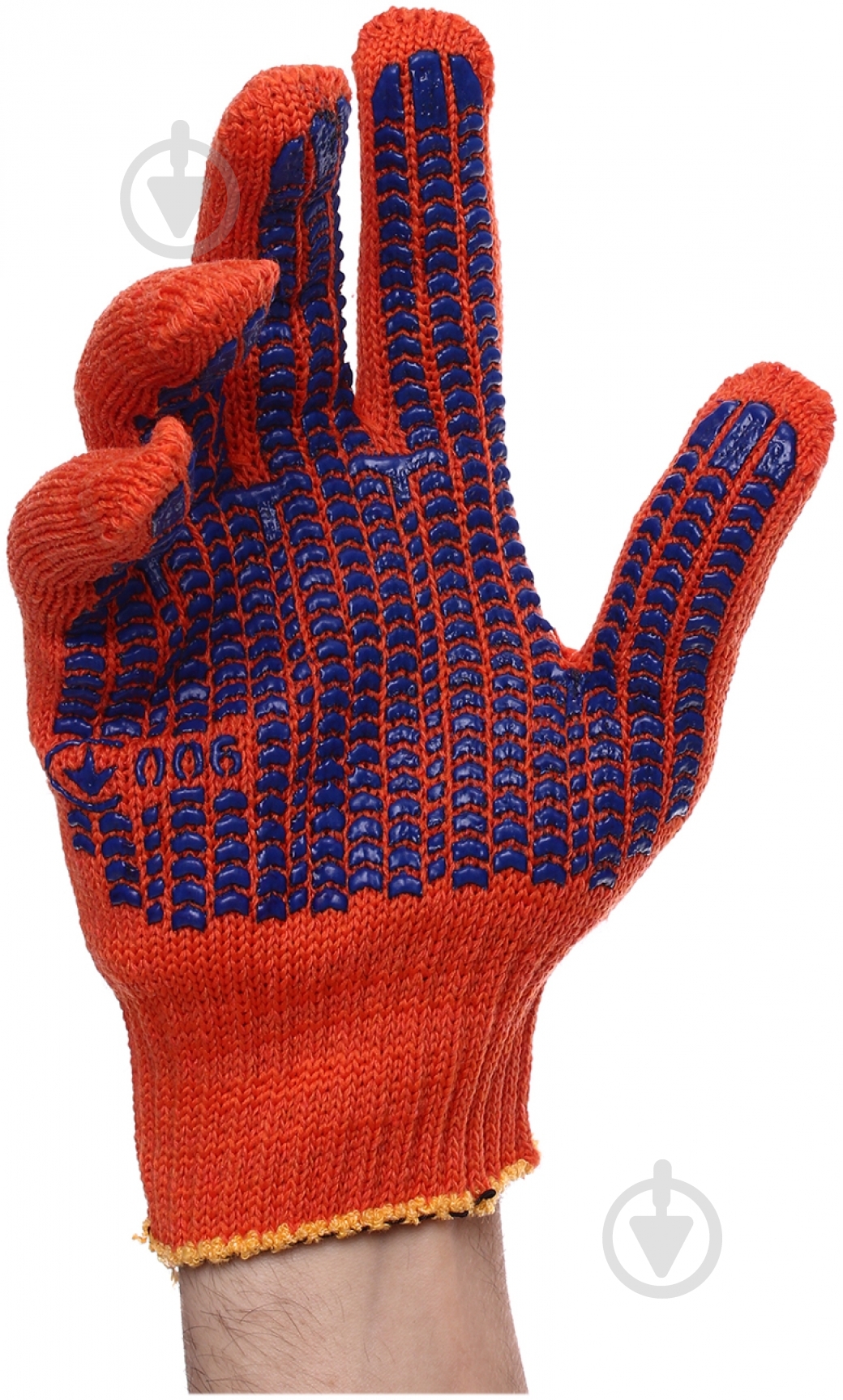 Перчатки MasterOK 3D MASTER-60TТВ трикотажные оранжевые с покрытием ПВХ точка XL (10) - фото 1